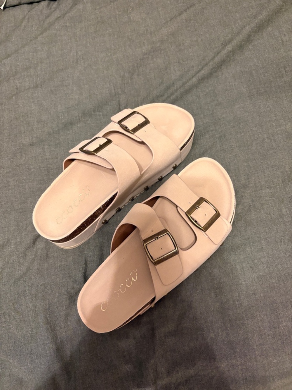 CCOCCI Dual-Buckle Platform Slide Mules